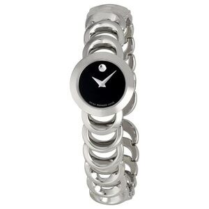 Movado Women's Silver and Black Watch 7”
